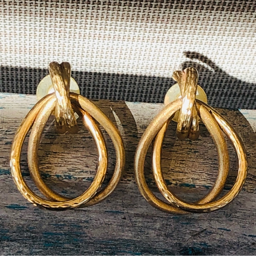 Vintage 14K Solid Yellow Gold Door Knocker Earrings